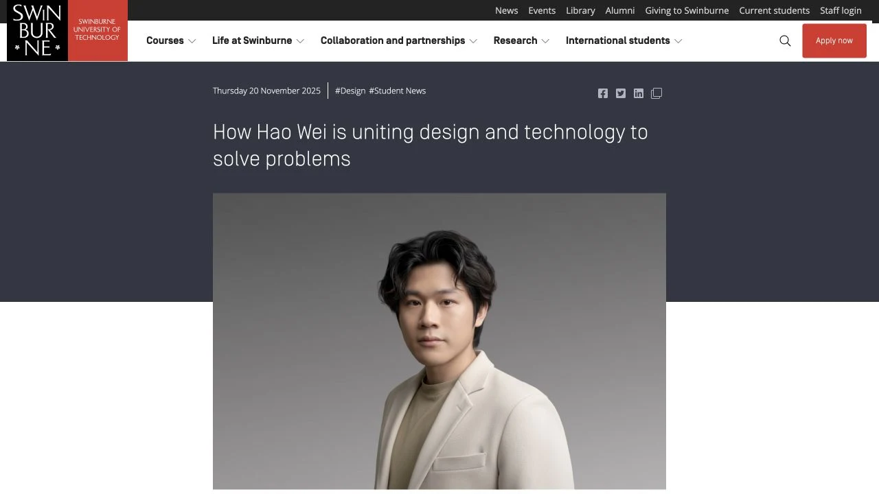 Swinburne article — website preview