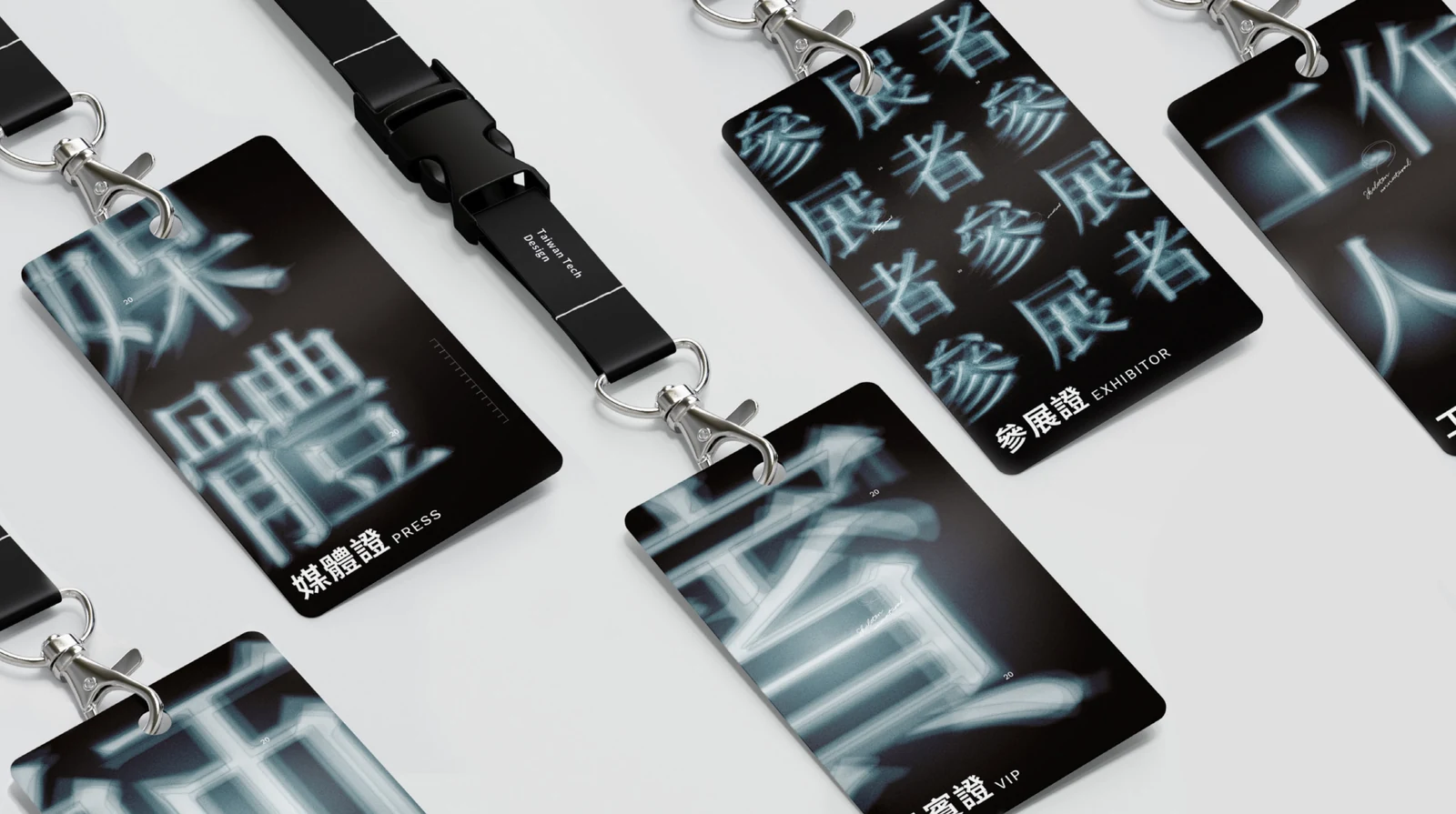 Lanyards and passes with glowing character fragments