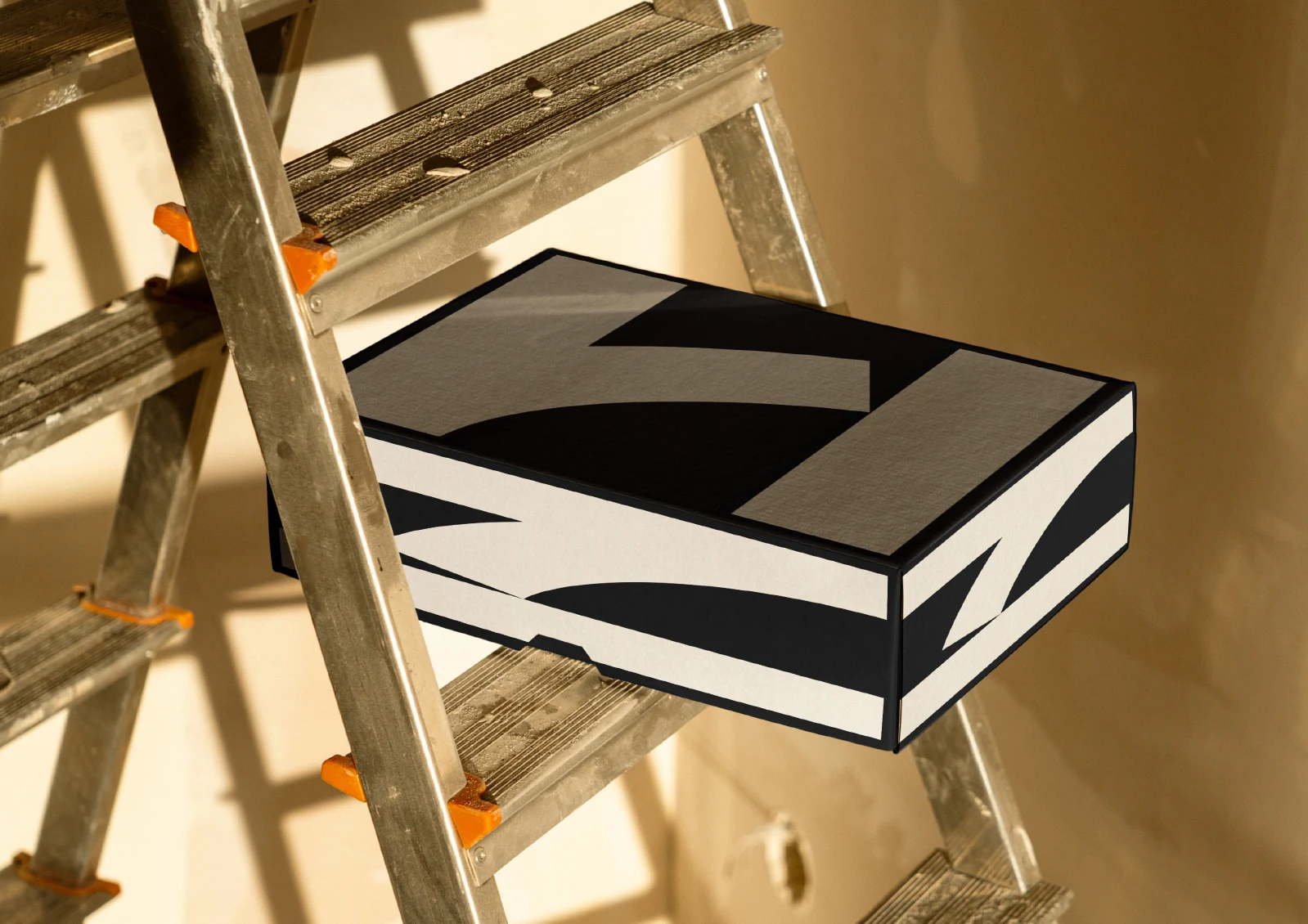 HNZ presentation box resting on a construction ladder